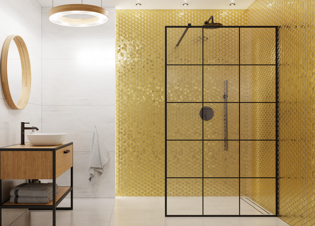 Mosaico in vetro su rete per bagno o cucina 26,3 cm x 30,3 cm - Golden Totem