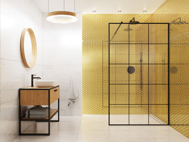 Mosaico in vetro su rete per bagno o cucina 26,3 cm x 30,3 cm - Golden mirror