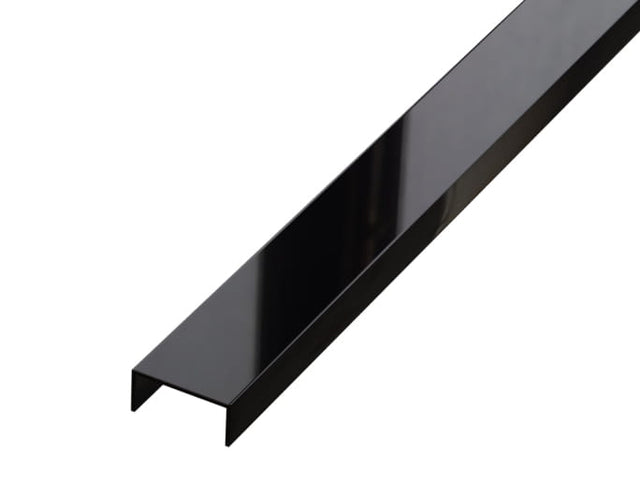 Stainless steel polished black glossy U-shaped profile