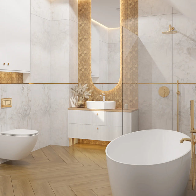 Mosaïque en grès sur filet pour salle de bain ou cuisine 26,5 cm x 30,5 cm - Ardoise blanche