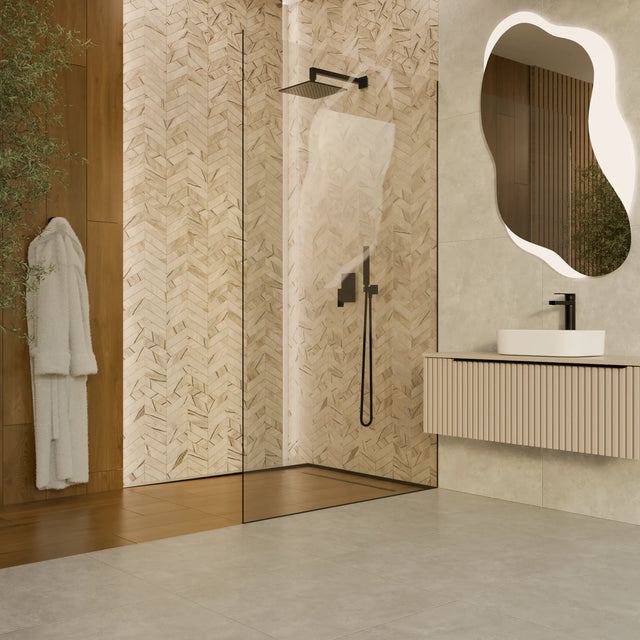 Mosaico in gres su rete per bagno o cucina 24.6 cm x 25.2 cm - Ink Vein