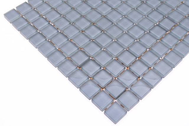 Mosaico in vetro su rete per cucina o bagno 30 cm x 30 cm - Pure grey