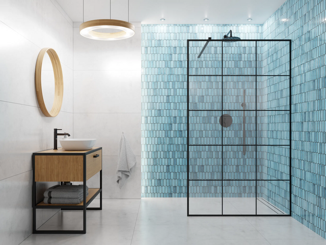 Mosaico in vetro su rete per bagno o cucina 29.7 cm x 28.8 cm - Caotic bleu