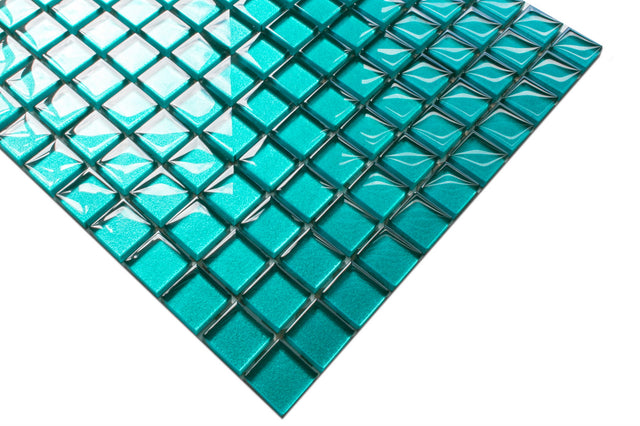 Mosaico in vetro su rete per bagno o cucina 30 cm x 30 cm - Hydrangea blue