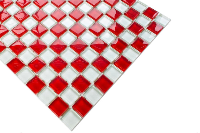 Mosaico in vetro su rete per bagno o cucina 30 x 30 cm - Red cross