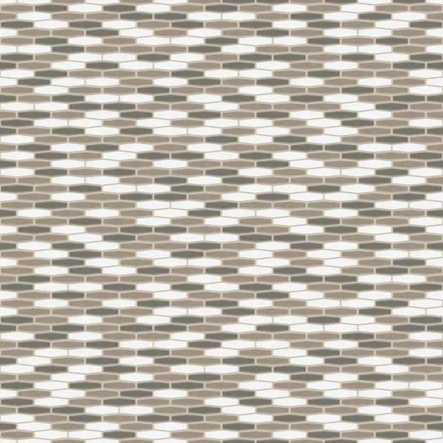 Mosaïque en céramique sur filet pour salle de bain ou cuisine 30,2 cm x 30,4 cm - Long hexagone