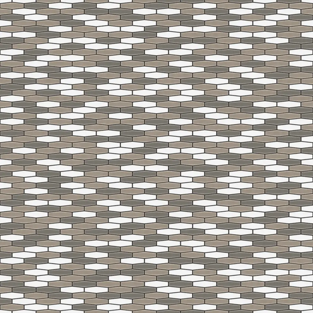 Mosaïque en céramique sur filet pour salle de bain ou cuisine 30,2 cm x 30,4 cm - Long hexagone