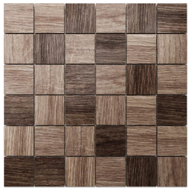 Mosaico in gres su rete per bagno o cucina 30 cm x 30 cm - Oak wood