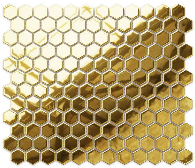 Mosaico in ceramica su rete per bagno e cucina in ceramica 30 x 26 cm - Gold hive