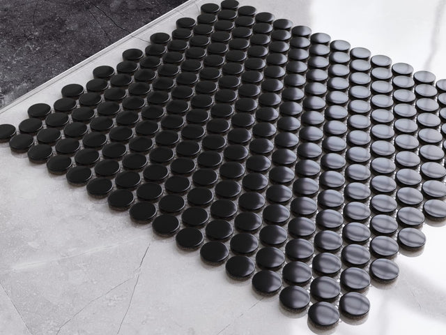 Mosaico in ceramica su rete per bagno o cucina 29.3 cm x 31.7 cm - Black dots