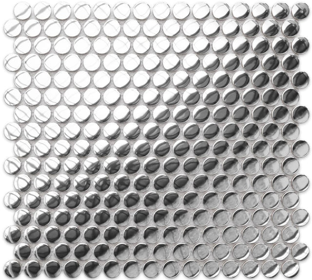 Mosaico in ceramica su rete per bagno o cucina 29.3 x 31.7 cm - Silver dots