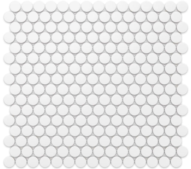Mosaico in ceramica su rete per bagno o cucina 29.3 cm x 31.7 cm - Matt white dots