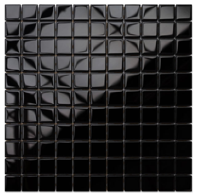 Glass mosaic on mesh for bathroom or kitchen 30 cm x 30 cm - Black absolut