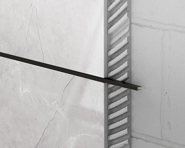 Profilo di raccordo a U in acciaio inox rettificato 2440 mm x 40 mm x 9 mm - nero opaco