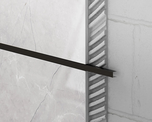 Profilo di raccordo a U in acciaio inox rettificato 2440 mm x 40 mm x 9 mm - nero opaco
