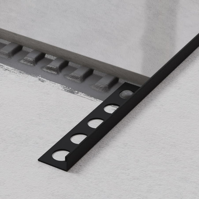 Profilo angolare J in acciaio inox per piastrelle 12 mm x 2700 mm - nero opaco