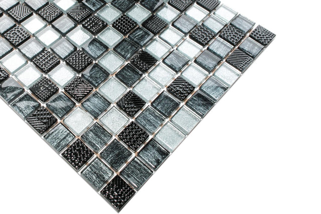 Mosaico in vetro su rete per bagno o cucina 30 x 30 cm – Storm