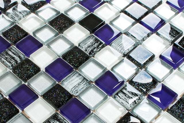 Glass mosaic on mesh for bathroom or kitchen 30 x 30 cm - Violet valley