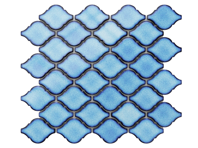 Mosaico in ceramica su rete per bagno o cucina 27.5 x 25.2 cm - Blue arabesque