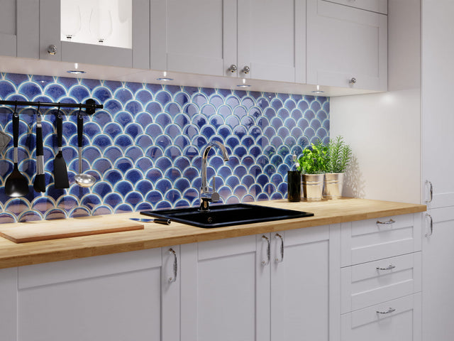 Mosaico in ceramica su rete per bagno o cucina 29 cm x 28.5 cm - Blue sky