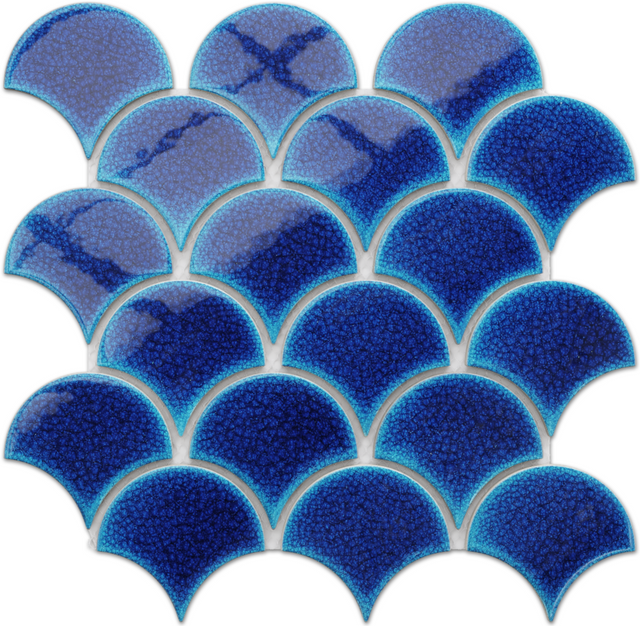 Ceramic mosaic on mesh for bathroom or kitchen 29 cm x 28.5 cm - Blue sky