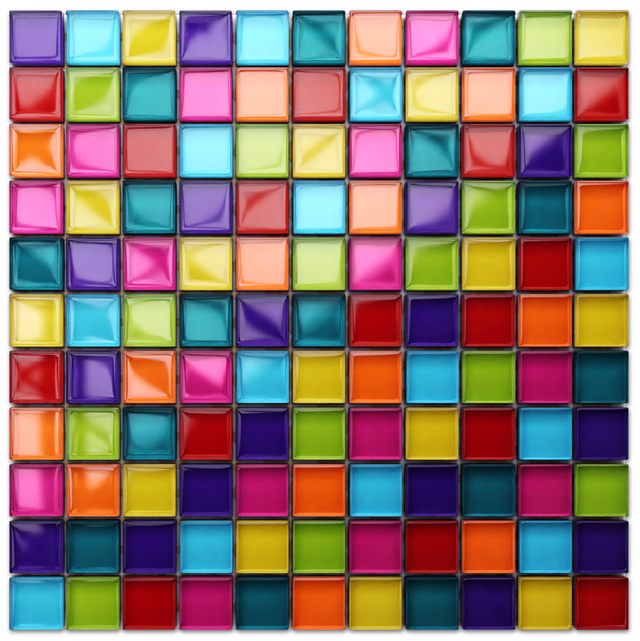 Mosaico in vetro su rete per bagno o cucina 30 cm x 30 cm - Rainbow