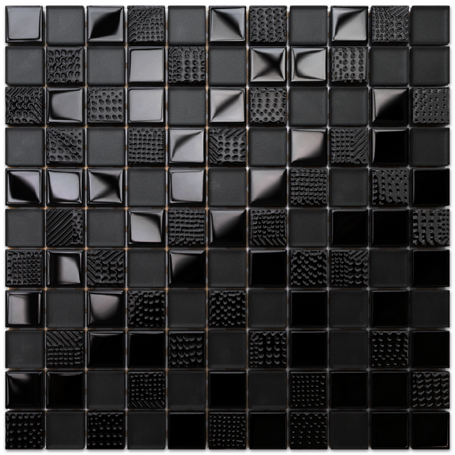 Mosaico in vetro su rete per bagno o cucina 30 cm x 30 cm - Carbon