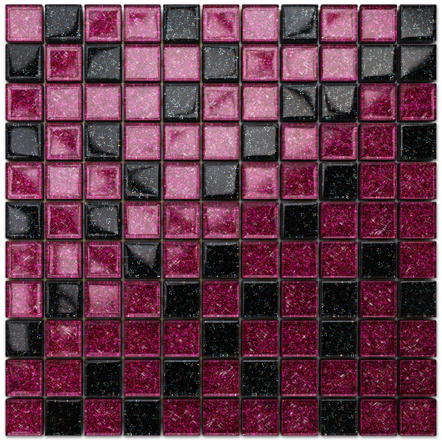 Mosaico in vetro su rete per  bagno o cucina 30 x 30 cm - Purple sunset